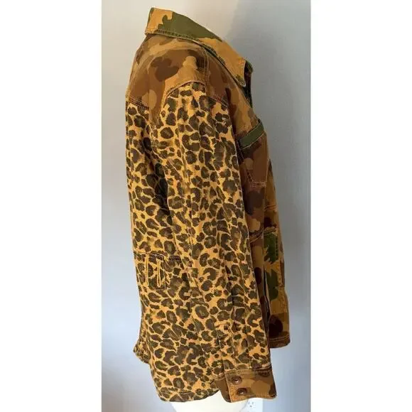 Anthropologie Pilcro Camo Leopard Jacket Sz XLP Utility Shacket Streetwear Style - Picture 3 of 15